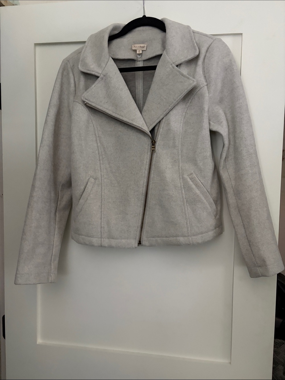 Hem & Thread Light Gray Suede Moto Jacket